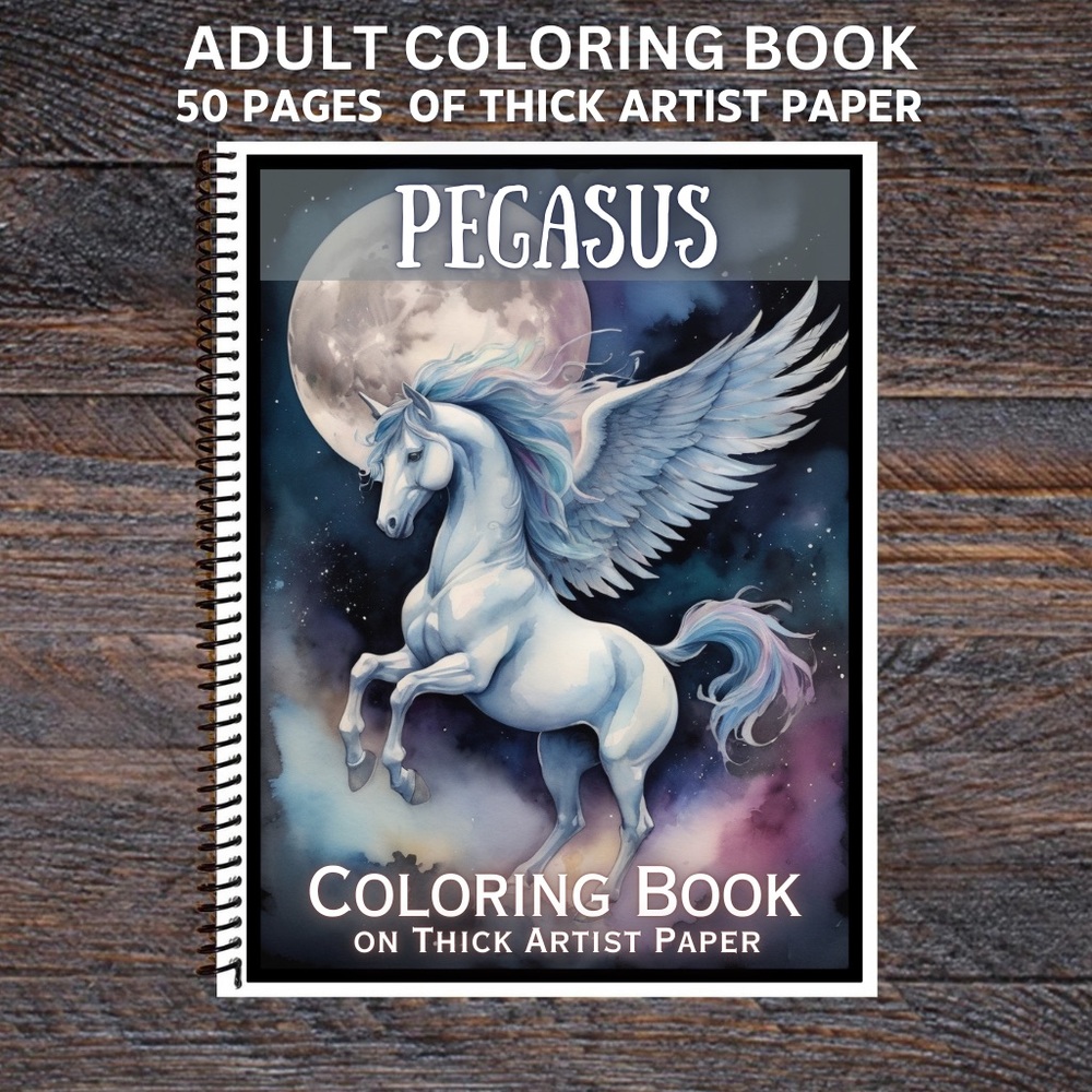 Pegasus - Spiral Bound Adult Coloring Book - Thick Artist Pa…